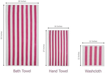 ORIGINAL KIDS 6 Piece Towel Set - 100% Cotton Cabana Stripe Kids Towel Set