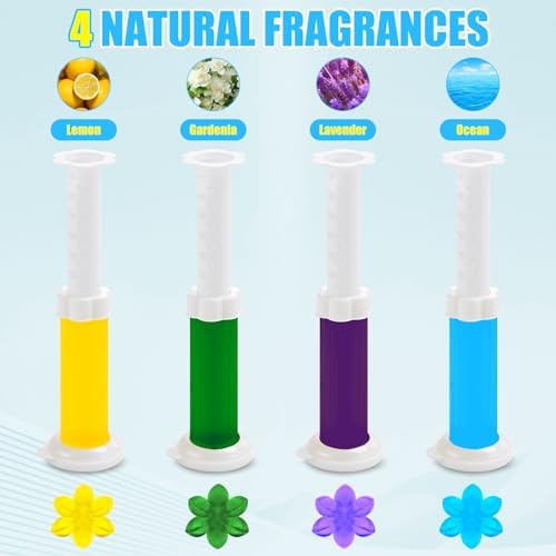 4 Pack Toilet Gel Stamp, 48 Stamps, Flowers Shaped,Toilet Bowl Cleaners