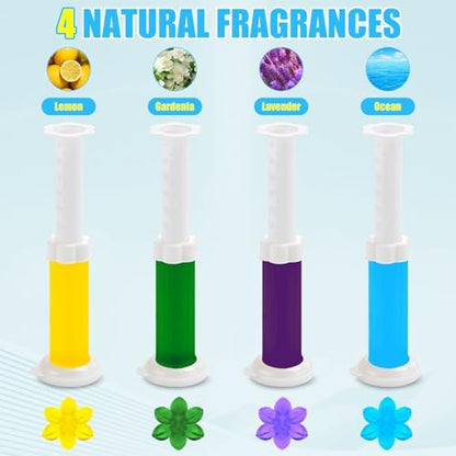 4 Pack Toilet Gel Stamp, 48 Stamps, Flowers Shaped,Toilet Bowl Cleaners