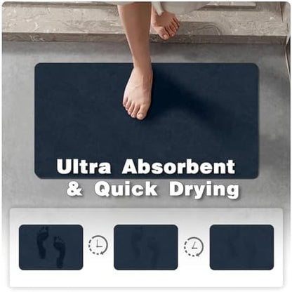 TYUU Thin Bath Mat, Bathroom Rugs Non Slip Washable, 20x48 Navy Blue