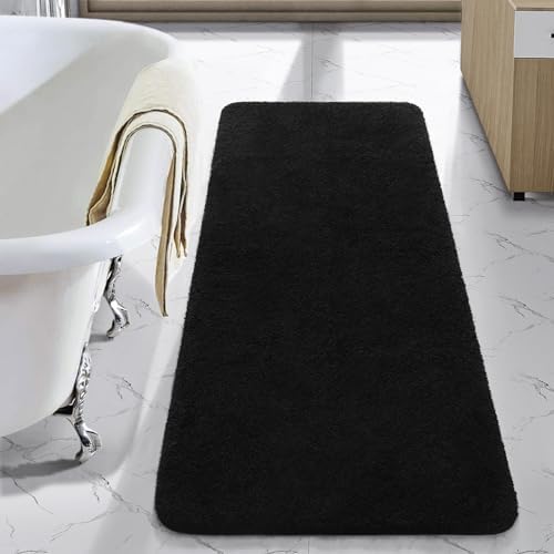 LOCHAS Bathroom Rug Runner 24x48 Inch, Bath Rugs Non Slip, Black