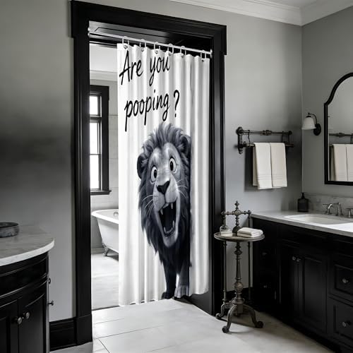 Small Stall Shower Curtain Rv are You Pooping Lion, 48 x 72 Inchs