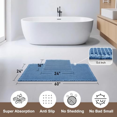 JIUZHEN Set of 2 Waffle Bathroom Rugs Non Slip Bath Mats, 16"x24"+24"x60"