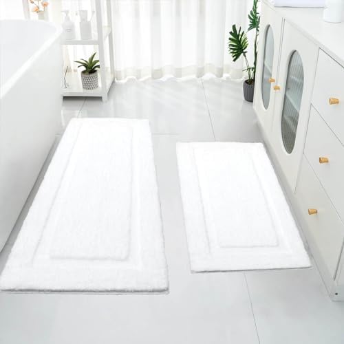 SHACOS Soft Microfiber Bathroom Rugs Set of 2 Pieces, White