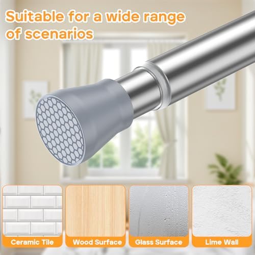 Adjustable Tension Curtain Rod 28-48 Inch, Silver
