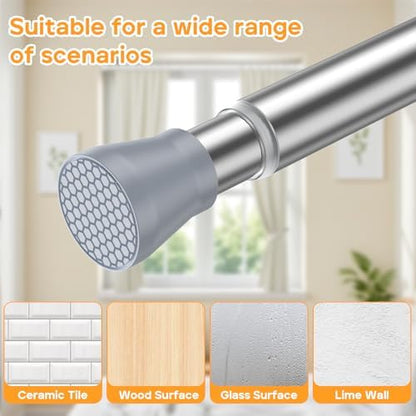 Adjustable Tension Curtain Rod 28-48 Inch, Silver