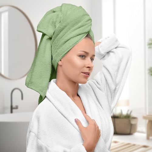 Avalon Towels Luxury 8 Piece Sage Green Towels Set, 2 Bath Towels, 2 Hand Towels and 4 Washcloths, 600 GSM 100% Ring Spun Cotton Highly Absorbent Towels, Ideal for Hotel, Spa and Gym