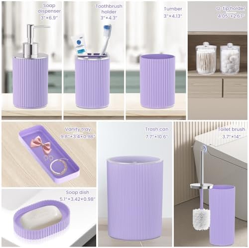Purple Bathroom Accessories Set, 10PC Bathroom Set