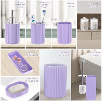 Purple Bathroom Accessories Set, 10PC Bathroom Set