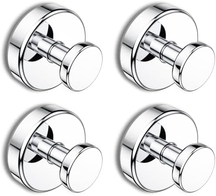 Bntuk Suction Cup Hooks for Shower, Removable Towel Hooks for Bathroom Window Glass Door Wall, Bath Robe Looafh Hook for Hanging - 4 Pack, Chrome