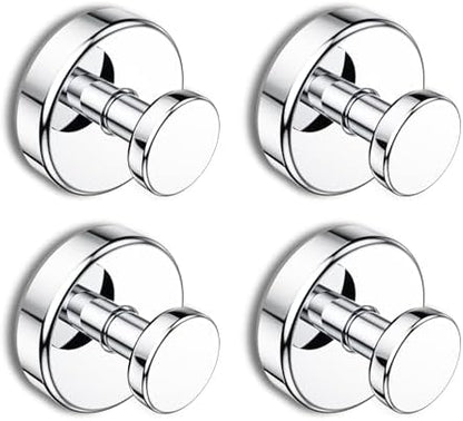 Bntuk Suction Cup Hooks for Shower, Removable Towel Hooks for Bathroom Window Glass Door Wall, Bath Robe Looafh Hook for Hanging - 4 Pack, Chrome