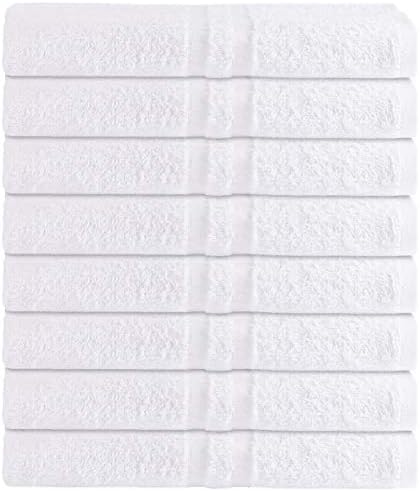 GREEN LIFESTYLE Luxury Bath Towel - White Large Bath Towels Pack for Spa, Gym, Bathroom, Hotel - 86% Cotton 14% Polyester -Super Soft, Thick and Absorbent 24 x 50 Bulk Bath Towel - (8-Pack)