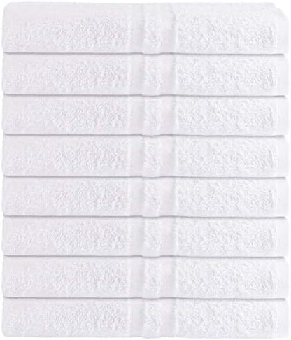 GREEN LIFESTYLE Luxury Bath Towel - White Large Bath Towels Pack for Spa, Gym, Bathroom, Hotel - 86% Cotton 14% Polyester -Super Soft, Thick and Absorbent 24 x 50 Bulk Bath Towel - (8-Pack)