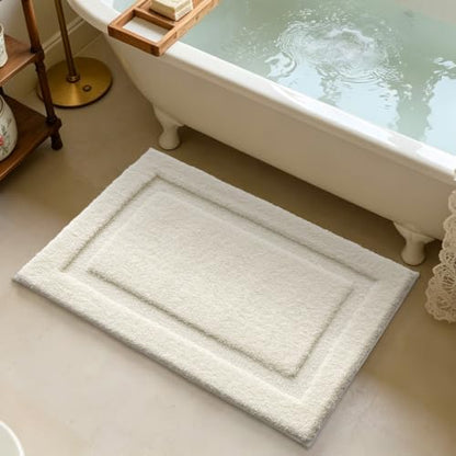 LUMI Soft Bathroom Rugs Absorbent, Non Slip Bath Mat 24x36, Ivory White