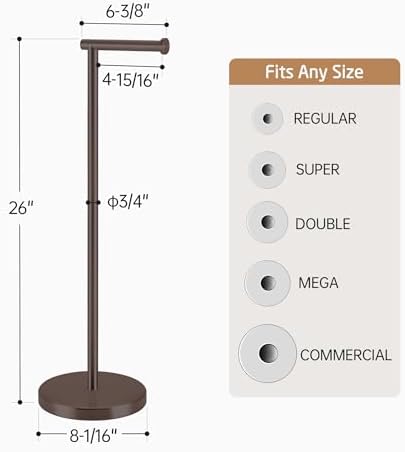KES Bronze Toilet Paper Holder Stand, 26" H Free Standing, Heavy Base