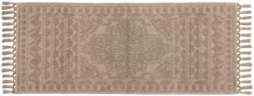 French Connection Nellore Bathroom Rugs, Woven and Beaded Bathroom Mats, Durable Bath Rugs, Thick Bath Mats for Bathroom and Shower Rugs, 24" x 64", Light Brown
