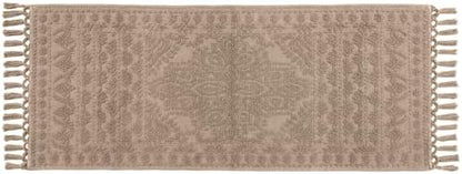 French Connection Nellore Bathroom Rugs, Woven and Beaded Bathroom Mats, Durable Bath Rugs, Thick Bath Mats for Bathroom and Shower Rugs, 24" x 64", Light Brown