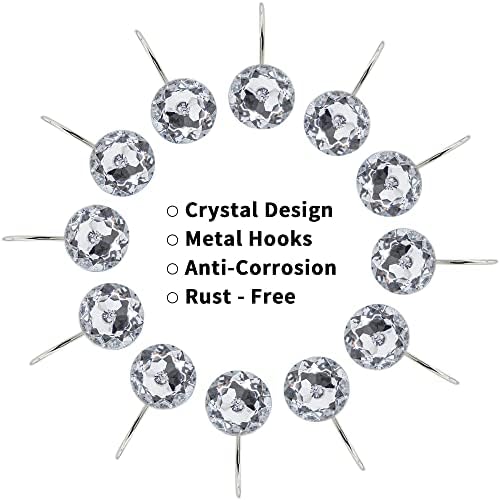 White Diamond Crystal Bling Shower Curtain Hooks Rings for Bathroom,12PCS