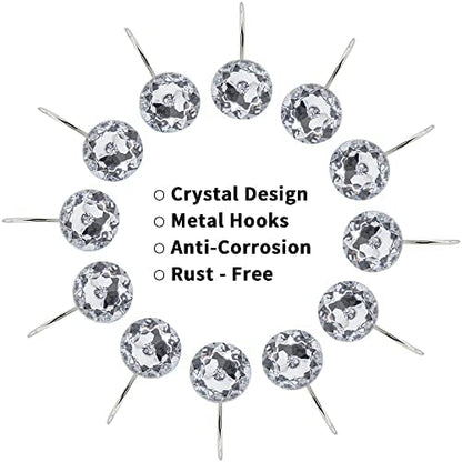 White Diamond Crystal Bling Shower Curtain Hooks Rings for Bathroom,12PCS
