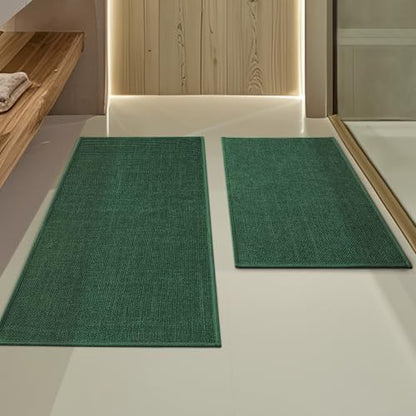 YIHOUSE Bathroom Rugs Thin Bath Mat Sets 2 Pieces Quick Dry,Green