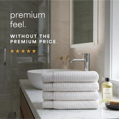 S&T INC. Aura Waffle Bath Towels, 4 Pack, 30" x 60", White