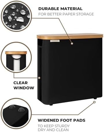 StorageWorks Toilet Paper Storage Basket with Bamboo Lid & Window