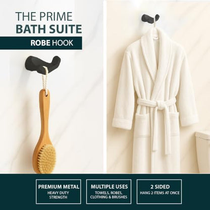 Mega Handles Bathroom Accessory Set Matte Black - 4-Piece, Towel Bar, Hooks