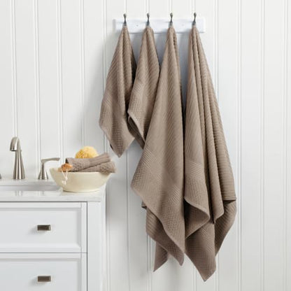 Springtree Home 100% Cotton Bath Towel Set | 6-Piece Set | Textured | Cobblestone