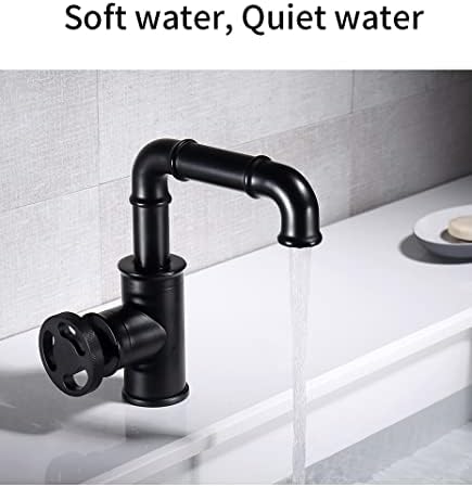 Modern Brass Bathroom Faucet with Hot and Cold Water Mixer Tap for Kitchen Contemporary Black Finish