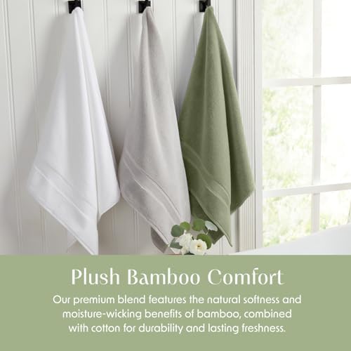 Springtree Home Luxury Bamboo Rayon Bath Towel Set | 6-Piece Set | Lily Pad