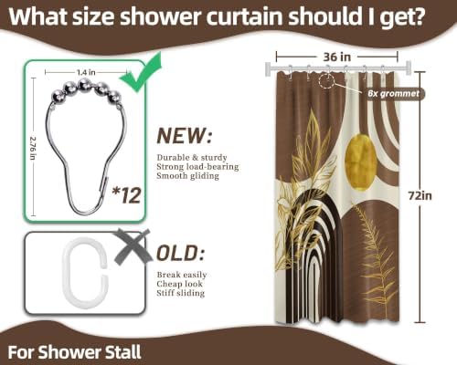 Brown and Gold Stall Shower Curtain, 36X72 in Narrow Small, Mid Century