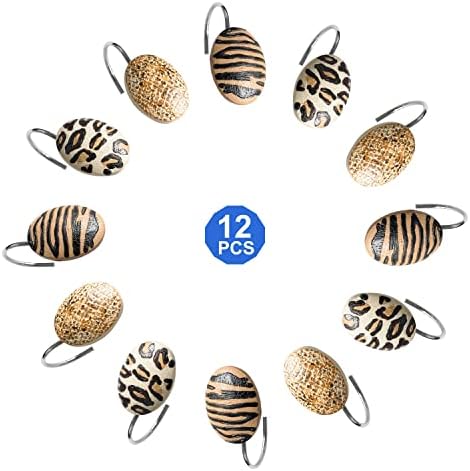 Zahari Home Gazelle Shower Hooks Set - Rust-Proof Curtain Rings with Unique Design - 12 Resin Hooks for Customizing Your Shower Space