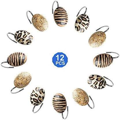Zahari Home Gazelle Shower Hooks Set - Rust-Proof Curtain Rings with Unique Design - 12 Resin Hooks for Customizing Your Shower Space