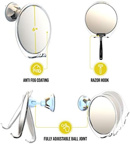 Luxo Shower Mirror Fogless for Shaving, Shower Shaving Mirror - White/Clear