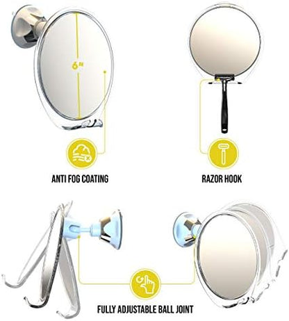 Luxo Shower Mirror Fogless for Shaving, Shower Shaving Mirror - White/Clear