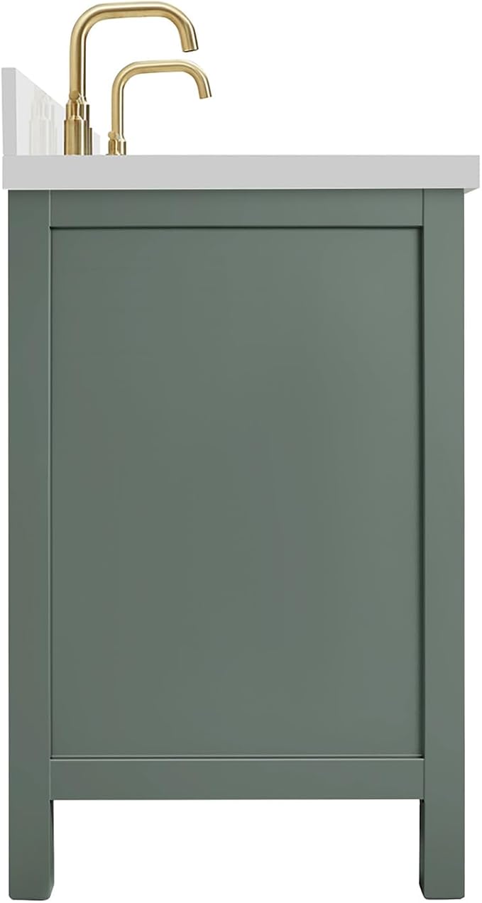 ARIEL Cambridge 72-inch Bathroom Vanity with Sink,Solid Wood, 1.5-inch Pure White Quartz Countertop & Backsplash, Double Oval Porcelain Sink, 4 Soft Closing Doors, 6 Dovetail Drawers, Vintage Green