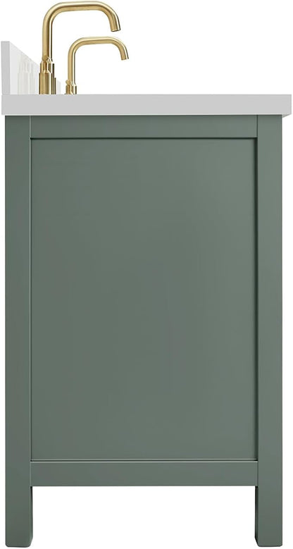 ARIEL Cambridge 72-inch Bathroom Vanity with Sink,Solid Wood, 1.5-inch Pure White Quartz Countertop & Backsplash, Double Oval Porcelain Sink, 4 Soft Closing Doors, 6 Dovetail Drawers, Vintage Green