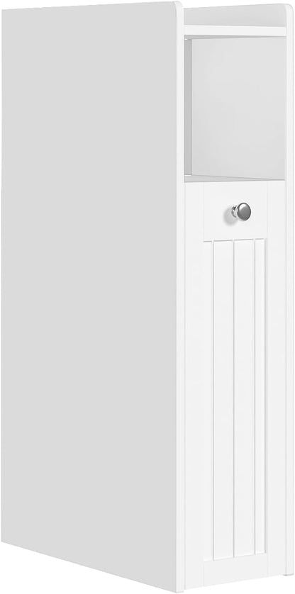ChooChoo Slim Bathroom Storage Cabinet with Slide Out Drawers | Narrow Storage Organizer with Hidden Storage, Freestanding Toilet Paper Holder, Bathroom Cabinet for Small Places, White