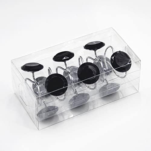 Crystal Diamond Round Shower Curtain Hooks Rings for Bathroom,Black,12PCS