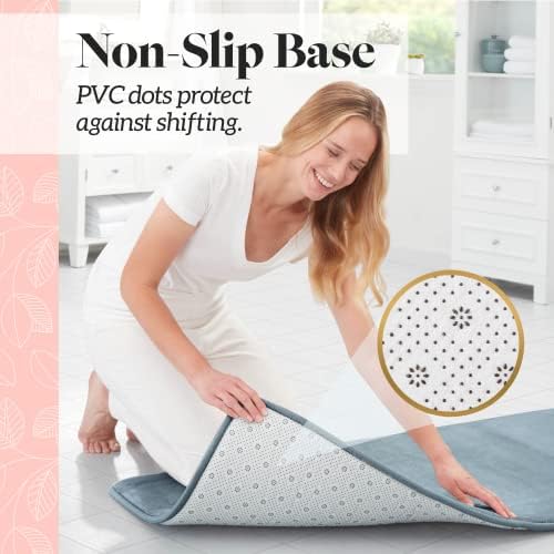Memory Foam Bath Mat Non Slip Absorbent Super Cozy Velvet Bathroom Rug Carpet (72 inches X 24 inches, Smoke Blue)