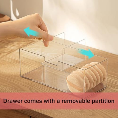 2 Tier Clear Bathroom Counter Organizer, Stackable Storage Drawers