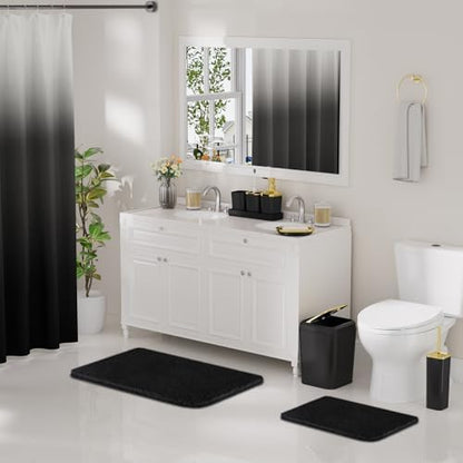 XLHOMO Bathroom Accessory Set - 24PCS Luxury Bathroom Accessories Set, Bathroom Sets with Shower Curtain and Rugs, Black Bathroom Set with Trash Can, Toothbrush Holder & Soap Dispenser for Home Decor