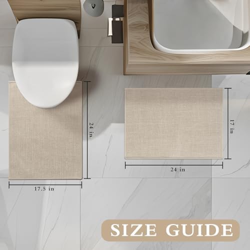 YIHOUSE Bathroom Rugs Thin Bath Mat Sets 4 Pieces Quick Dry,Beige