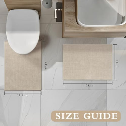 YIHOUSE Bathroom Rugs Thin Bath Mat Sets 4 Pieces Quick Dry,Beige