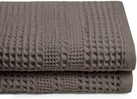 GILDEN TREE Waffle Towels for Bathroom, 100% Cotton Quick Dry Towel, Waffle Bath Towels Large, Absorbent Lightweight Travel Towel, Bath Towels Set of 2, Classic Style (Stone Greige)