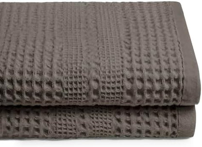 GILDEN TREE Waffle Towels for Bathroom, 100% Cotton Quick Dry Towel, Waffle Bath Towels Large, Absorbent Lightweight Travel Towel, Bath Towels Set of 2, Classic Style (Stone Greige)