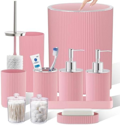 Light Pink Bathroom Accessories Set, 10PC Bathroom Restroom Sets