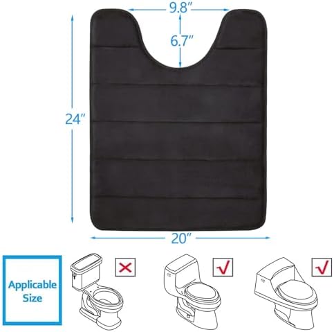 Buganda Memory Foam U-Shaped Toilet Rugs 24 x 20, Absorbent Bathroom mat