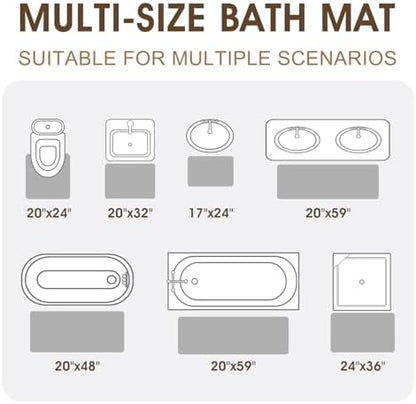 Memory Foam Bath Mat, Ultra Soft Absorbent Waffle Bathroom Rugs, Super Non-Slip PVC Backing Bath Rug Quick Dry, Machine Washable Rug for Tub, Shower, Home Decor Accessory, 24" x 17", Light Gray