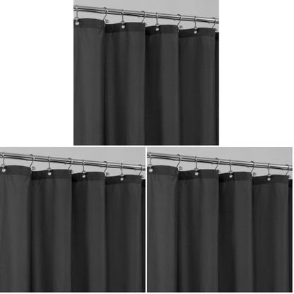ALYVIA SPRING Waterproof Fabric Shower Curtain Soft Hotel Quality - 3 Magnets at Bottom, Premium Black Shower Curtain Liner for Bathroom, Light-Weight Cloth & Washable - 72x72, Black (Pack of 3)